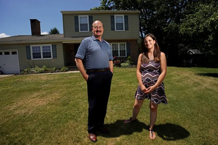 Bob Quaile, left, and his daughter Tricia DelBorrello, right, a nurse, shown here at Bob's home in New Jersey, July 2, 2020. Many people in their family are in the healthcare profession.