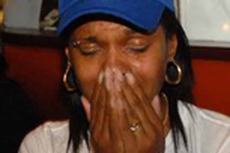 Natalie McNeill of Philadelphia weeps at Warmdaddy&#0039;s after learning that Sen. Barack Obama had been elected president.