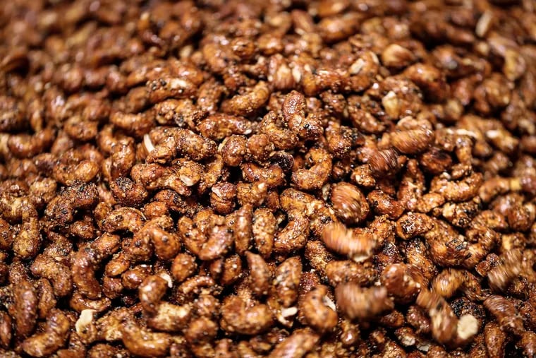 A freshly roasted batch of black lava cashews cool off at Di Bruno Bros Snacks in Philadelphia, PA on August 14, 2019.
