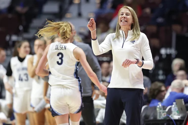 Villanova coach Denise Dillon during the Big East tournament. Dillon will lead the No. 4 Wildcats this weekend in first-round action of the NCAA women's basketball tournament against No. 13 Cleveland State