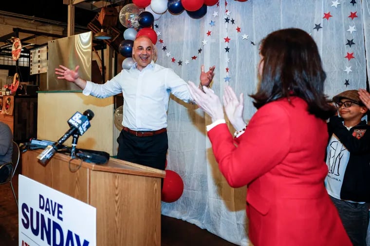 State Sen. Kristin Phillips-Hill introduces York County District Attorney Dave Sunday as he declares victory in the Republican primary for attorney general.