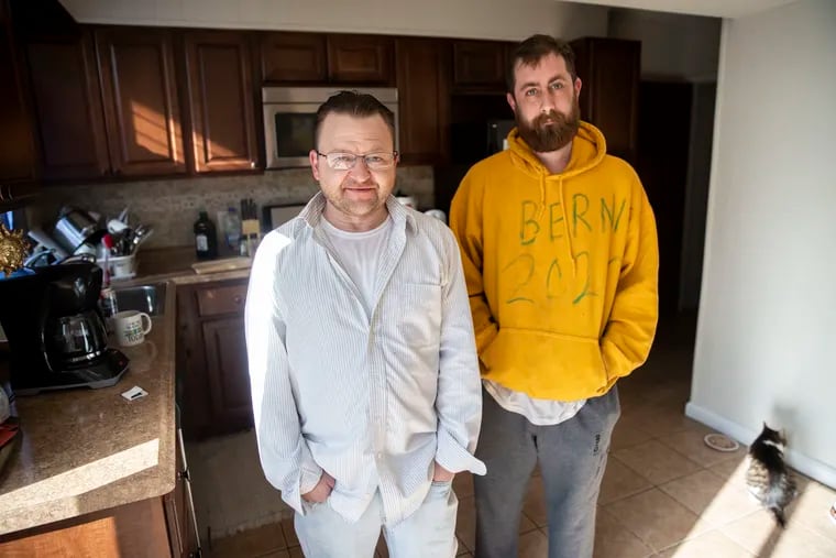 Roommates Ross Nazimov and Nicholas Gardner in their home in the Oxford Circle neighborhood of Philadelphia. Both rented the same room in Fishtown before discovering it was a scam.
