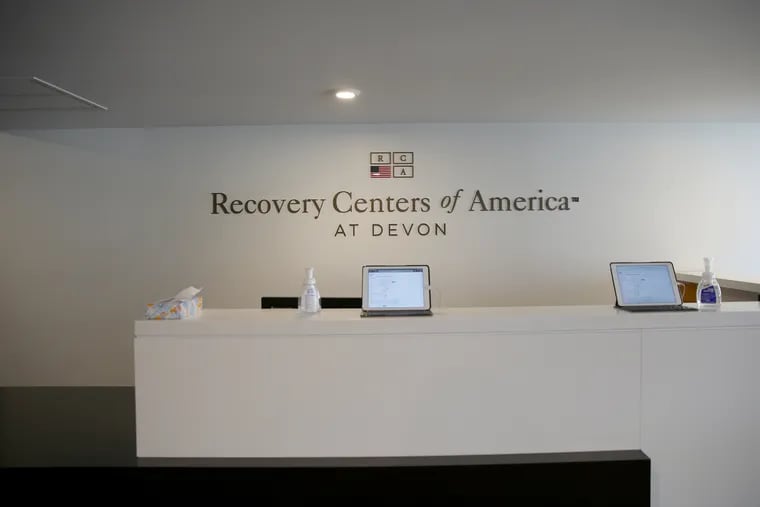 The front desk at Recovery Center of America Devon in Devon.
