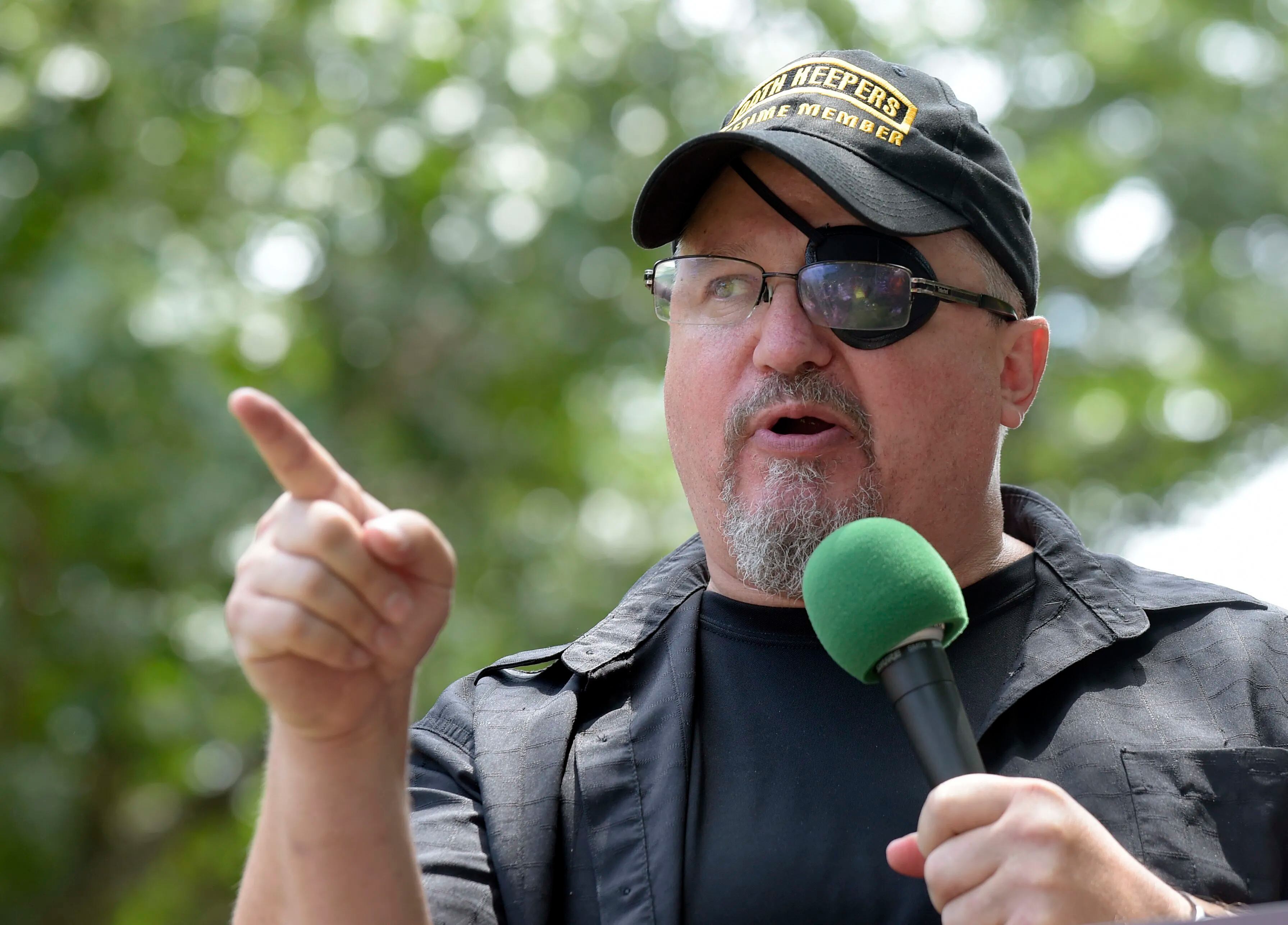 Stewart Rhodes, founder of the citizen militia group known as the Oath Keepers speaks during a rally outside the White House on June 25, 2017.  