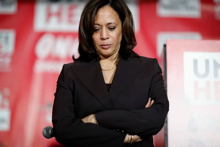 Democratic presidential candidate Sen. Kamala Harris, D-Calif., pauses as she speaks at a town hall event at the Culinary Workers Union, Friday, Nov. 8, 2019, in Las Vegas.