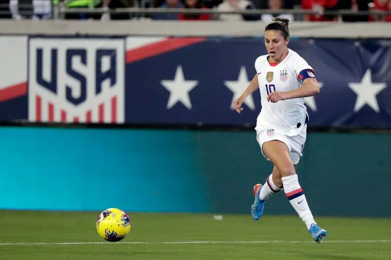 United States forward Carli Lloyd, from Delran, N.J. was hoping to play on her third Olympic team this summer.