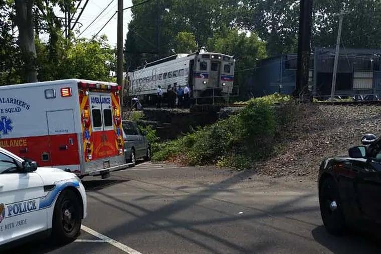 SEPTA's 424 train on the Warminster Line struck and injured a man walking along the tracks in Abington about noon on Sept. 1, 2015.