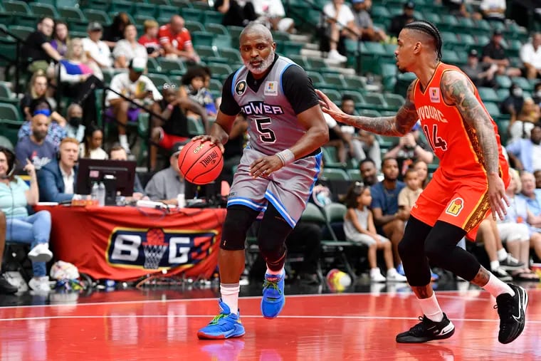 Cuttino Mobley of the Power drives down the court against the Bivouac on July 17 in Frisco, Texas.