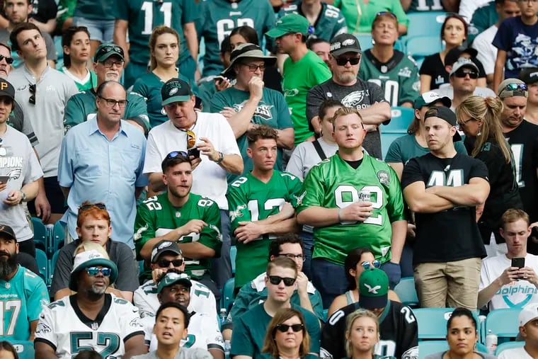 Eagles fans were furious about their team's 37-31 loss to the Dolphins, whether in the stands in Miami or on social media.