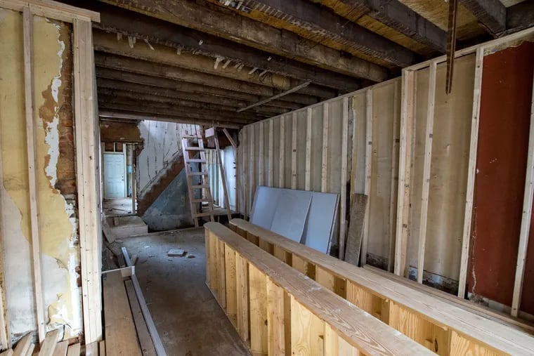 The first floor of a Fishtown property that's gutted and ready for renovation before resale.