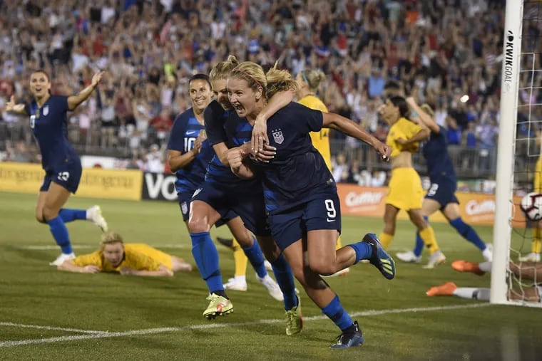 Lindsey Horan (9) is coming off a series of strong performances for the U.S. women's soccer team at the Tournament of Nations. She also leads the NWSL's Portland Thorns in goals this year.