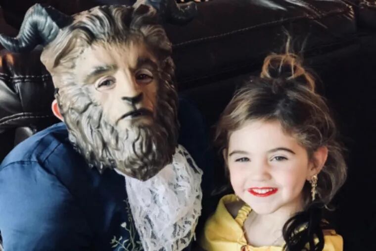 Liam and Liliana dressed as Beauty and the Beast for Halloween 2017.