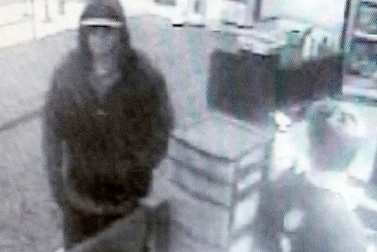 A security camera image of the suspect, provided by the Marple Police Department.