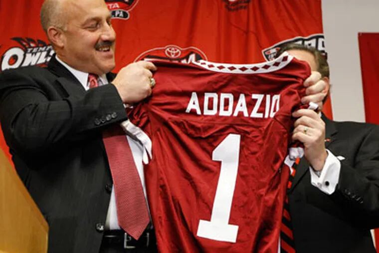 Temple University introduced Steve Addazio as its new football coach today. (AP Photo/Matt Rourke)