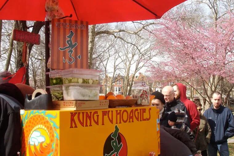 Kung Fu Hoagies, an all-veg food truck with a Veitnamese fast-food theme, opened in Clark Park on March 10, 2012, and has since been seen in quite a few locations around Philadelphia. (VANCE LEHMKUHL/PHILLY.COM)