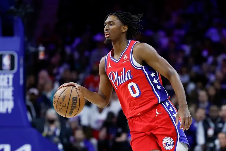 Sixers guard Tyrese Maxey scored 50 points against the Indiana Pacers on Nov. 12.