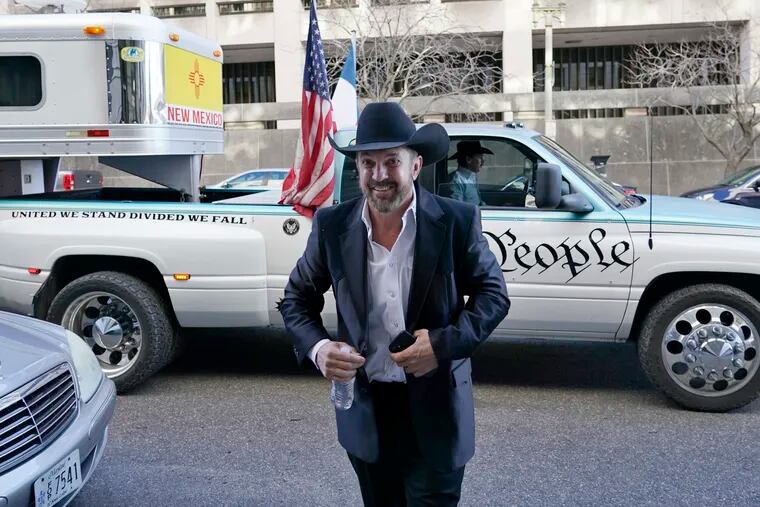 Couy Griffin arrives at the Federal Court House in Washington on Monday.