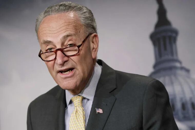 Senate Minority Leader Chuck Schumer of N.Y. speaks to reporters on Capitol Hill in Washington, Thursday, March 2, 2017, about news reports of Attorney General Jeff Sessions&#039; contact with Russia&#039;s ambassador to the U.S. during the presidential campaign. The revelation is spurring growing calls in Congress in both parties for him to recuse himself from an investigation into Russian interference in the U.S. election.