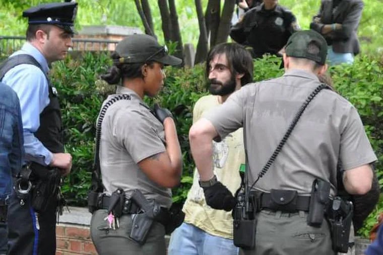 Federal Park Rangers and Philadelphia Police arrested comedian activist NA Poe during the May 2013 smoke-in on Independence Mall.