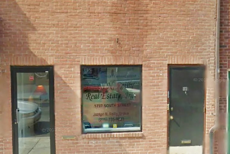 Joseph N. Reilly made his property management services available through Reilly Real Estate, once headquartered on the 1700 block of South Street as seen in this June 2011 image. In 2009, he agreed to sign over the deed of the company headquarters to one property owner to whom he owned money, but continued to operate out of the building. (Via Google Maps)