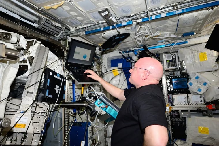 Astronaut Scott Kelly undergoes a test of his cognitive function aboard the International Space Station.
