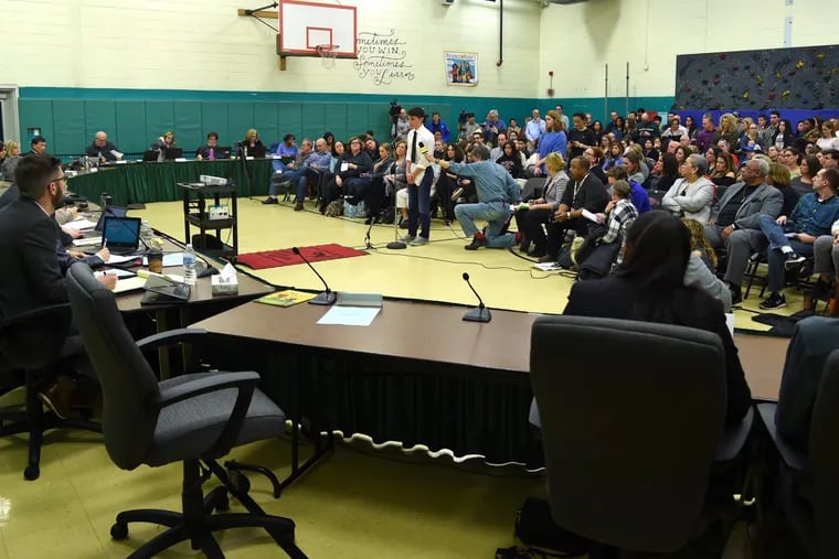 The Cherry Hill School Board meets February 27 after two days of protests by hundreds of Cherry Hill High School East students sparked by the suspension of popular history teacher Tim Locke, who made comments regarding security issues at the school following the Parkland, Florida high school massacre.