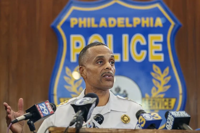 Police Commissioner Richard Ross said Tuesday, August 28, 2018 at a press conference that a Philadelphia Police homicide detective is under internal investigation for allegedly calling a colleague a "filthy savage" and a "grotesque, primal animal" in a letter hung inside the Homicide Unit.