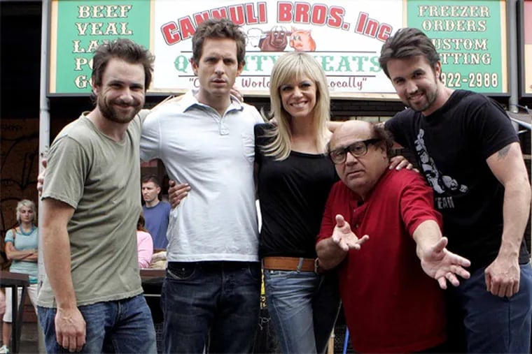 At right is "It's Always Sunny In Philadelphia" star and creator Rob McElhenney, who was born in Philadelphia and went to St. Joe's Prep. His actress wife, Kaitlin Olson, is in this 2009 photo of the FX sitcom's cast at the Italian Market, along with (from left) Charlie Day, Glenn Howerton and Danny DeVito.