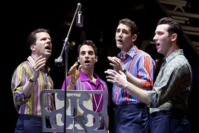 From left: Joseph Leo Bwarie, Quinn VanAntwerp, Matt Bailey and Steve Gouveia in "Jersey Boys."