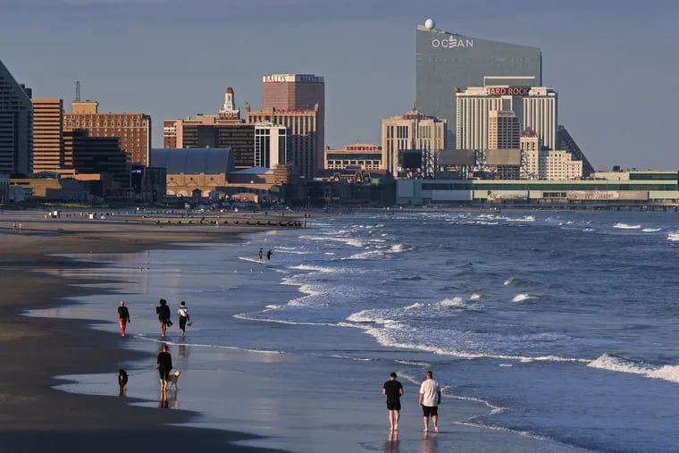 The Atlantic City skyline is viewed from the beach in Ventnor City June 16, 2021.