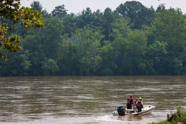 Yardley-Makefield Marine Rescue leaving the Yardley Boat Ramp along North River Road heading down the Delaware River on July 17.