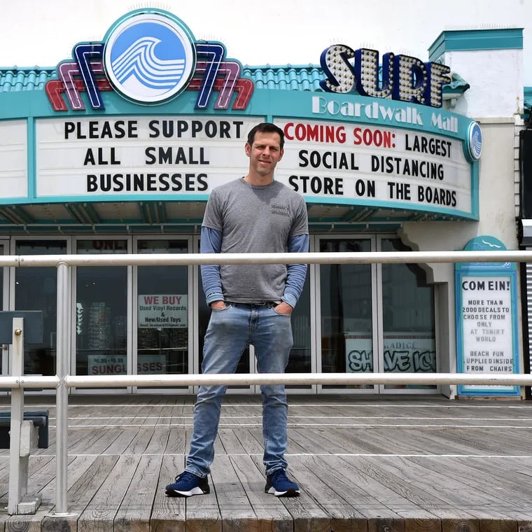 Looking at the future of the Shore, Wes Kazmarck, president of the Boardwalk Merchants Association, poses outside his Surf Mall on the Boardwalk in Ocean City May 20, 2020.
