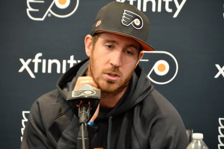 Kevin Hayes spoke Friday at Flyers training camp in Voorhees.