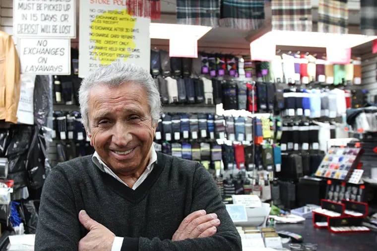 Abe Mandel's men's shop on East Passyunk Avenue, founded 65 years ago, is called "A Man's Image." He's seen inside his Philadelphia shop, Jan. 12, 2015. (DAVID MAIALETTI/Staff Photographer)
