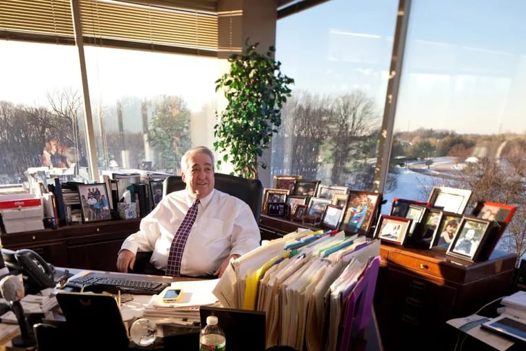 Irvin E. Richter, former chairman of Hill International, at his desk in Marlton in January 2014.