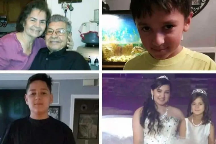 Manuel and Belia Sandivar (top left) and their four great-grandchildren: Xavier, top right, Dominic, and Devy and Daisy Saldivar.