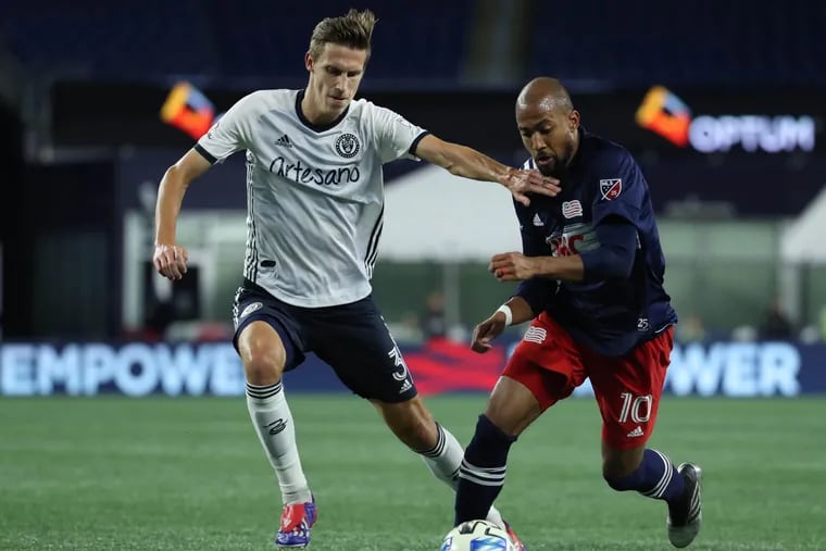 Jack Elliott (left) was an emergency defensive midfielder in the Union's 2-1 win over the New England Revolution on Monday.