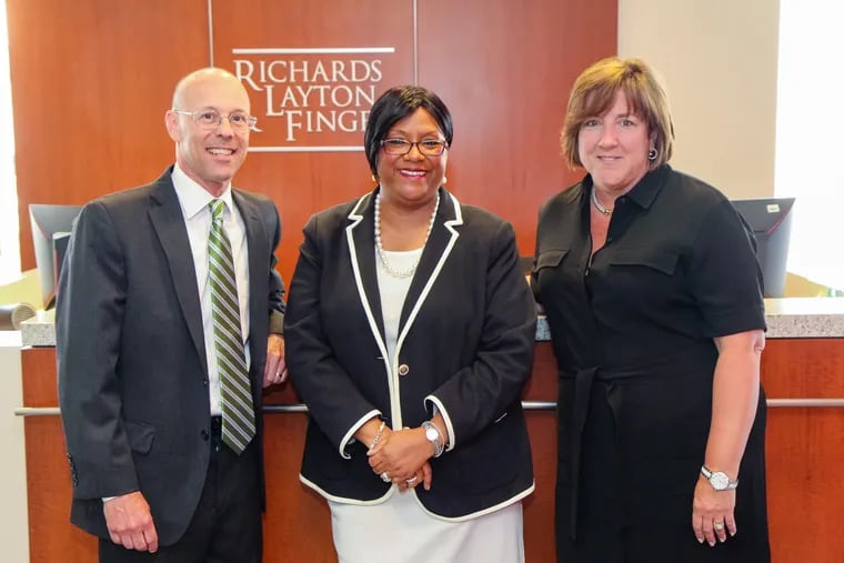 The new leadership at Delaware's largest law firm includes Doneen Keemer Damon (center); Paul M. Altman (left) and Lisa A. Schmidt.