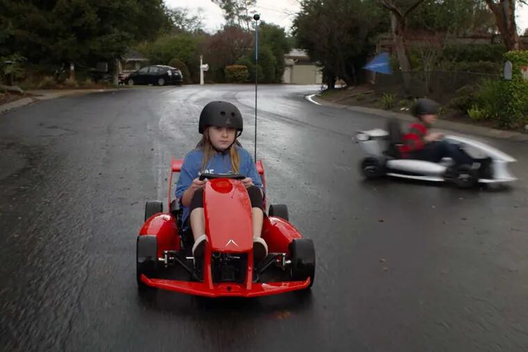 The Arrow Smart-Kart has a front sensor that automatically hits the brakes when there's an obstacle ahead.