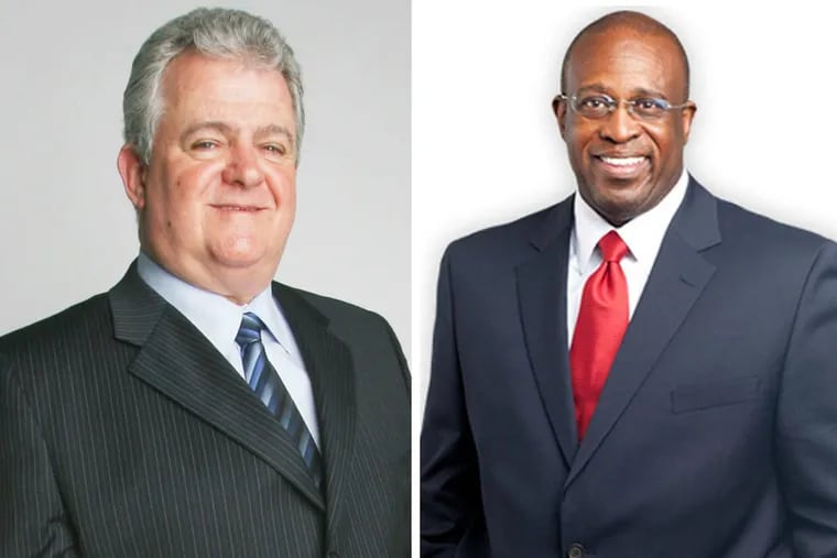 Former senior Municipal Court Judge Jimmie Moore (right) and U.S. Rep Bob Brady (left).