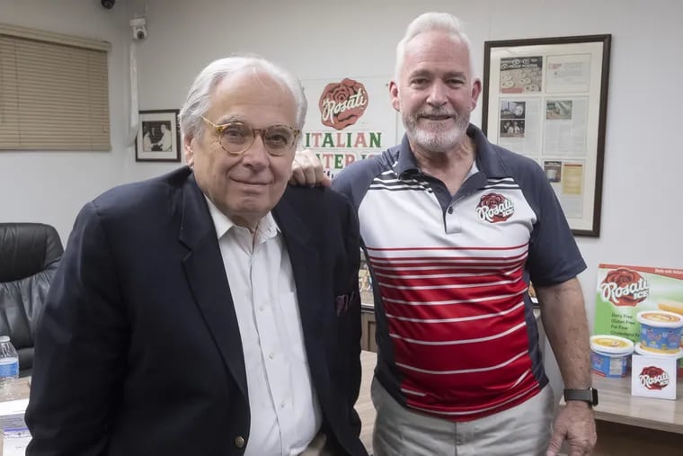 They root for different football teams, but Bill Anderson (left), chair of CEO-coaching Vistage Philadelphia, and Rich Trotter, CEO and president of Delaware County-based Rosati Ice, are a winning combination on getting the 105-year-old company on a growth track.