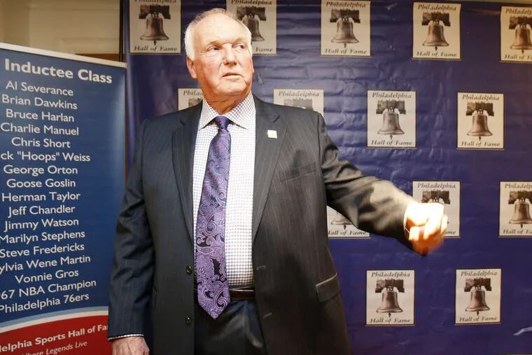 Former Phillies Manager Charlie Manuel waves to guest during a reception before the 2016 Philadelphia Sports Hall of Fame induction ceremony at the Hilton City Avenue on Thursday, November 3, 2016.