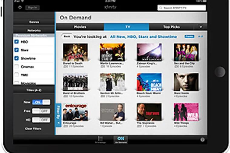 Comcast's On Demand app for the iPad.
