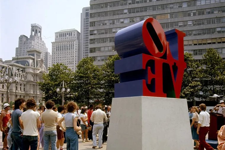 The “LOVE” sculpture before it was repainted in 1988.
