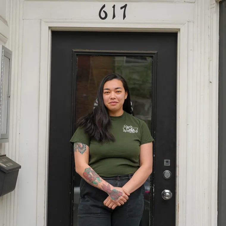 Liz Grothe, the chef behind the pop-up Couch Cafe, outside Neighborhood Ramen. She'll take over the space for her new restaurant, Scampi, to open August 2024