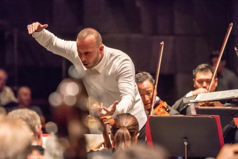 Music director Yannick Nézet-Séguin leads the Philadelphia Orchestra in a concert June 3 in Haifa, the first of three performances scheduled for the Israel leg of the ensemble's tour. 
