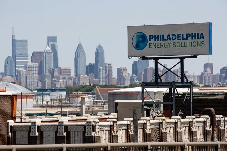 The Philadelphia Energy Solutions Refining Complex in Philadelphia is shown Wednesday, June 26, 2019. The owner of the largest oil refinery complex on the East Coast is telling officials that it will close the facility after a fire last week set off explosions and damaged the facility. Philadelphia Mayor Jim Kenney said in a Wednesday, June 26, statement that Philadelphia Energy Solutions has informed him of its decision
 (AP Photo/Matt Rourke)