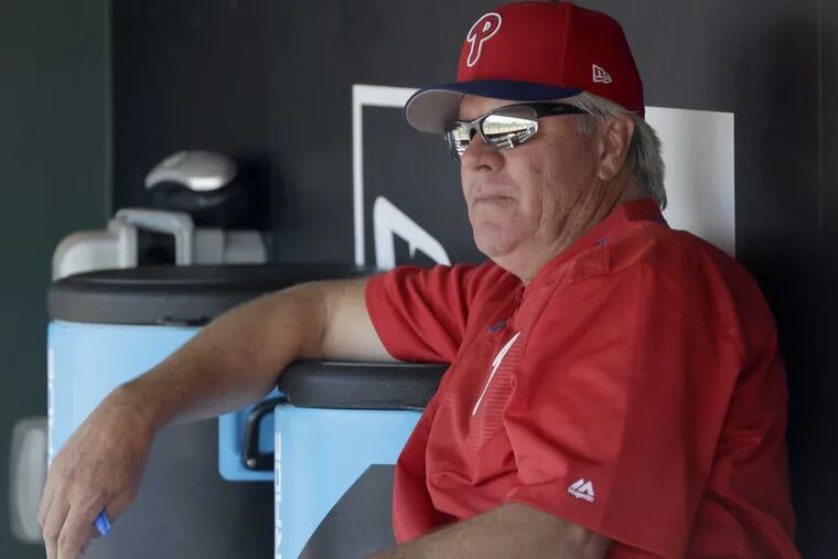 Phillies Manager Pete Mackanin before the Phillies played the New York Yankees in a spring training game on Friday, March 10, 2017 at Spectrum Field in Clearwater, FL.  YONG KIM / Staff Photographer