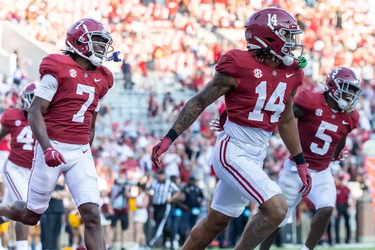 Alabama defensive back Brian Branch (No. 14) is expected to be the only safety taken in the first round of April's draft.