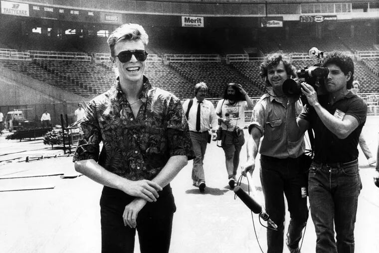 David Bowie — shown during his visit to Veterans stadium — is feted from Jan. 4-13, during the city's now-annual Philly Loves Bowie Week.